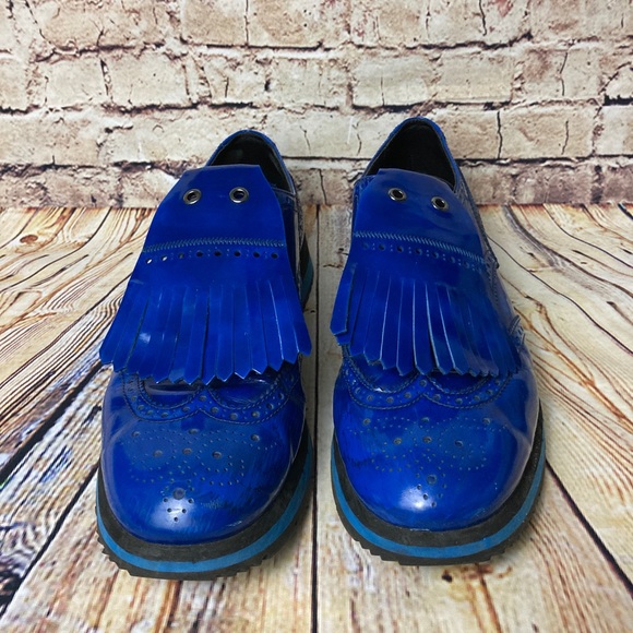 Men’s Electric Blue Prada Runway Fringe Oxford 10 - Picture 4 of 7